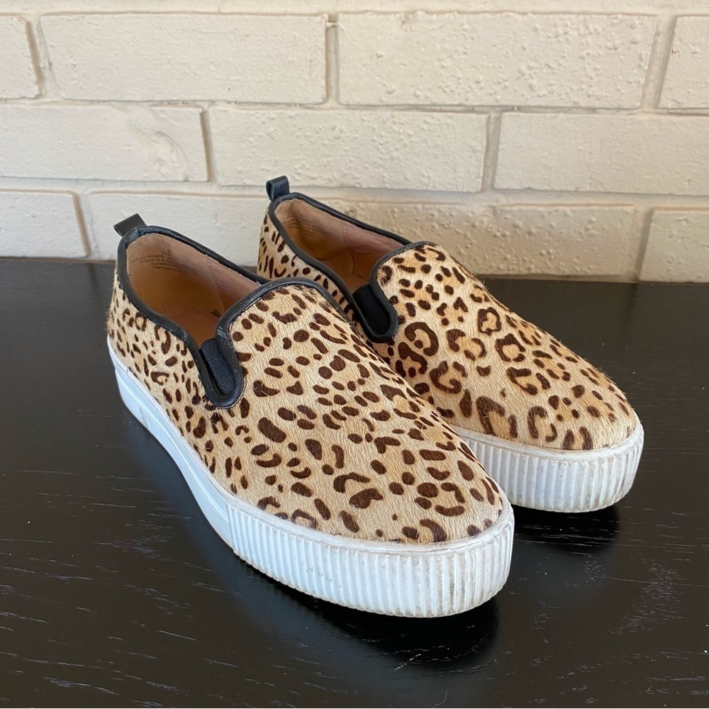 Halogen Leopard Print Calf Hair Platform Slip on Sneakers Loafers Size 9 M